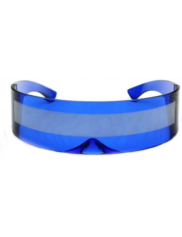 Goggle Futuristic Cyclops Alien Shield Sunglasses Monoblock - Blue Frame/Silver - CX12F5CD2RR $8.46