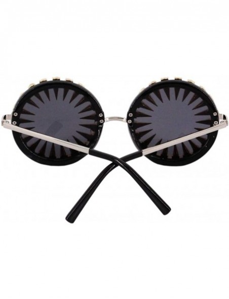 Goggle Rivet Studded Lens Oversized Wrap Sunglasses Rave Glasses Goggles - Black - CU18ZYLI5D9 $12.95