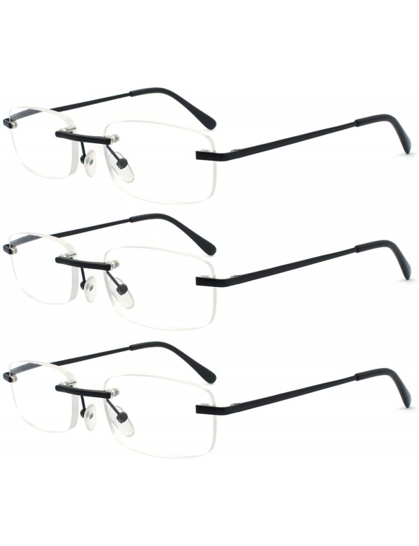 Rimless Rimless Reading Glasses Frameless Readers - 3pk Black - C712BI2W3CX $12.81