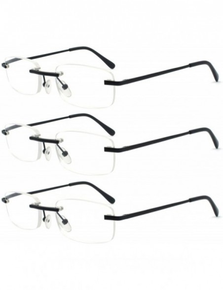 Rimless Rimless Reading Glasses Frameless Readers - 3pk Black - C712BI2W3CX $12.81