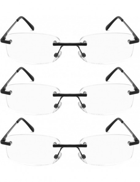 Rimless Rimless Reading Glasses Frameless Readers - 3pk Black - C712BI2W3CX $12.81