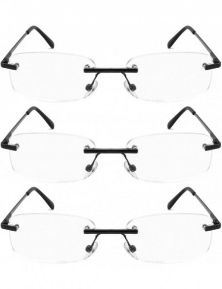 Rimless Rimless Reading Glasses Frameless Readers - 3pk Black - C712BI2W3CX $12.81