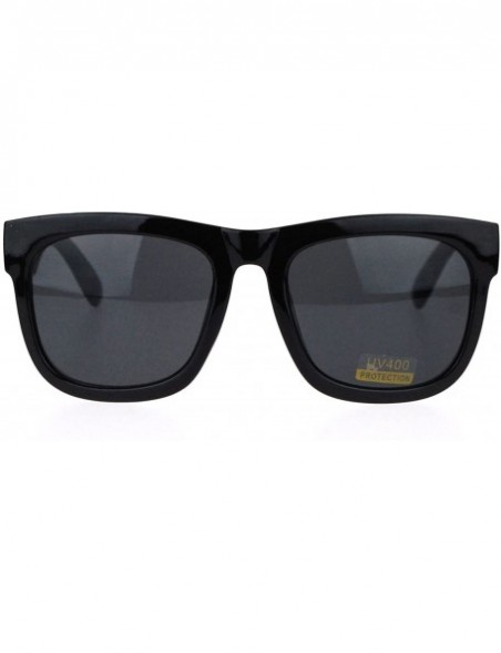 Square Oversized Square Sunglasses Black Thick Horn Rim Frame UV 400 - CU187UX9UQZ $10.60