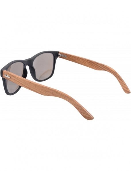 Wayfarer Polarized Bamboo Wood Sunglasses UV400 Protection-TY6016/6026 - Matt Black&pear - C218I7DEELX $25.31