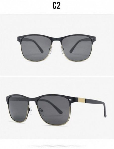 Round Fashion men's TAC1.1 polarized sunglasses driving sunglasses - Gold Grey C2 - CH1905R7ZNU $18.80