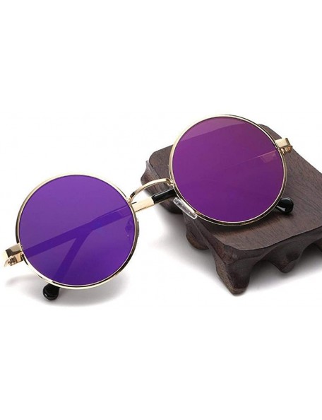 Round HD Retro Round Flat Sunglasses Women Men Unisex Metal Mirror Sun Glasses For 2 - 5 - CC18YZXU73Q $7.74