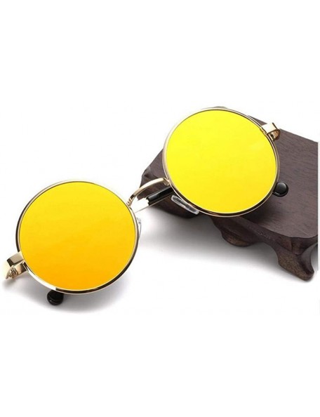 Round HD Retro Round Flat Sunglasses Women Men Unisex Metal Mirror Sun Glasses For 2 - 5 - CC18YZXU73Q $7.74