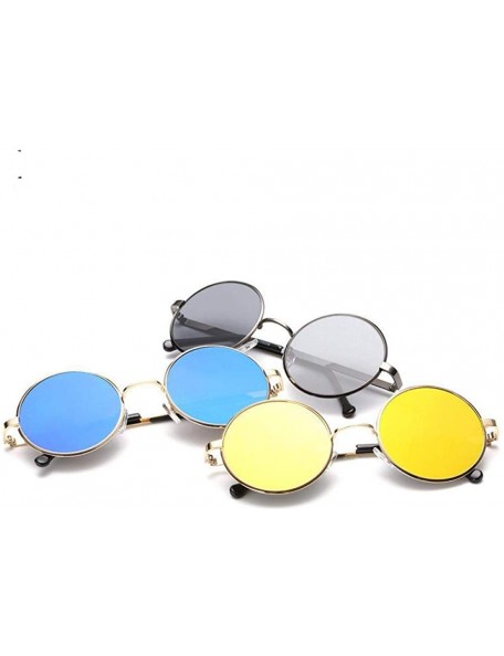 Round HD Retro Round Flat Sunglasses Women Men Unisex Metal Mirror Sun Glasses For 2 - 5 - CC18YZXU73Q $7.74