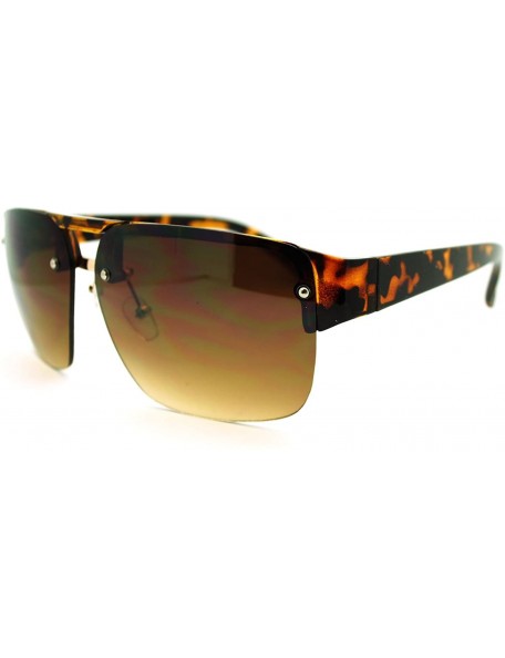 Rimless Mens Fashion Sunglasses Half Rim Square Flat Top Frame - Tortoise - CM186M6NOUW $9.08