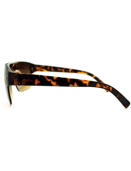 Rimless Mens Fashion Sunglasses Half Rim Square Flat Top Frame - Tortoise - CM186M6NOUW $9.08