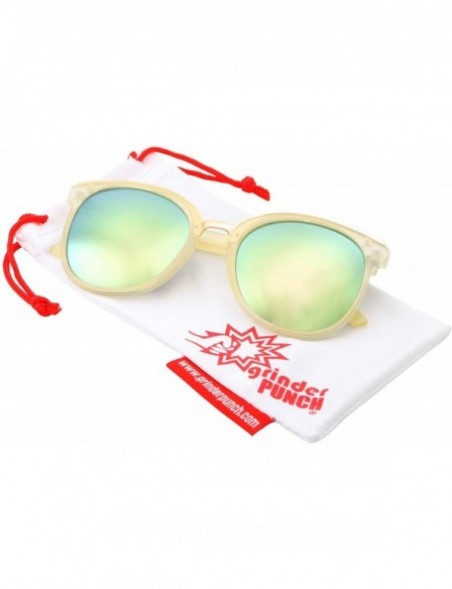 Square Womens Fashion Dapper Horned Rim Mirrored Lens Sunglasses - Blue Green - C818KNNMUXG $8.86