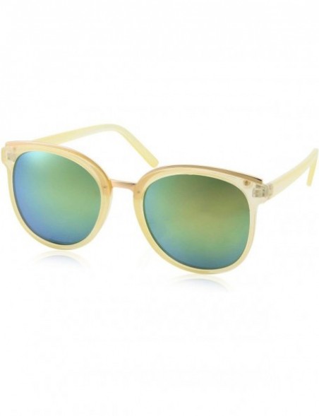 Square Womens Fashion Dapper Horned Rim Mirrored Lens Sunglasses - Blue Green - C818KNNMUXG $8.86