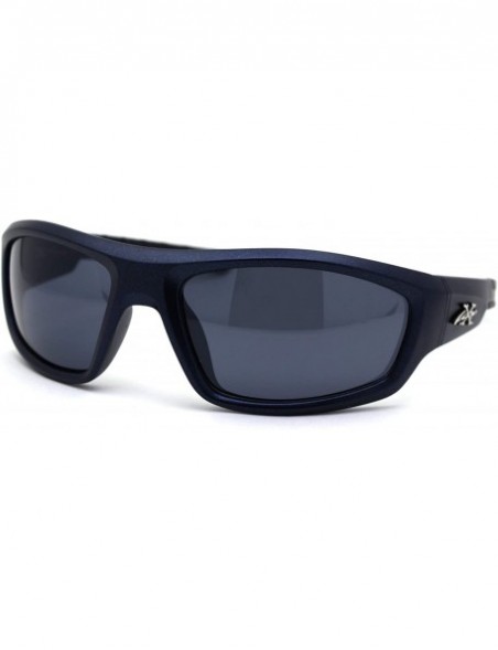 Rectangular Metallic Plastic Classic 90s Warp Mirror Lens Sunglasses - Navy Black - CR197ELX97H $12.55