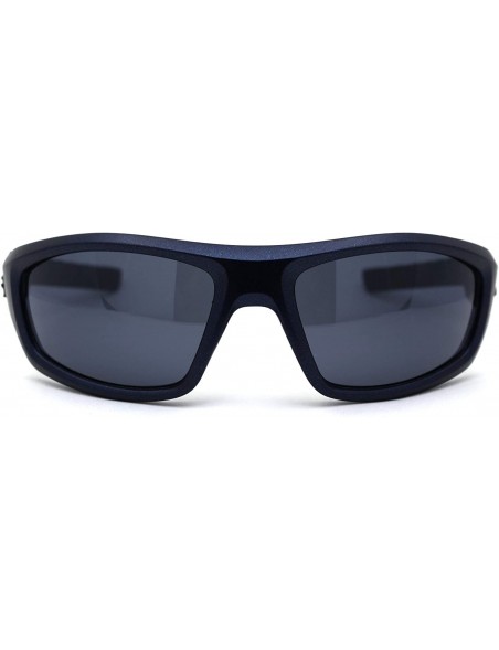 Rectangular Metallic Plastic Classic 90s Warp Mirror Lens Sunglasses - Navy Black - CR197ELX97H $12.55