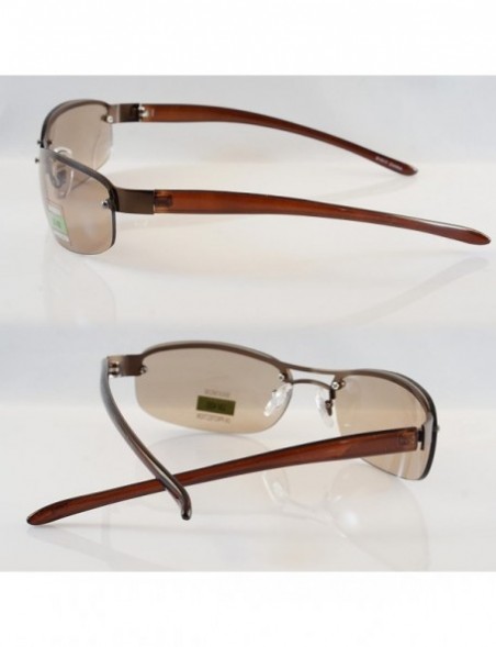 Round Semi-Rimless Color Tinted Clear Arm Eyeglasses Wrap Sunglasses A218 - Copper Copper - CU18GXNA2D9 $10.73