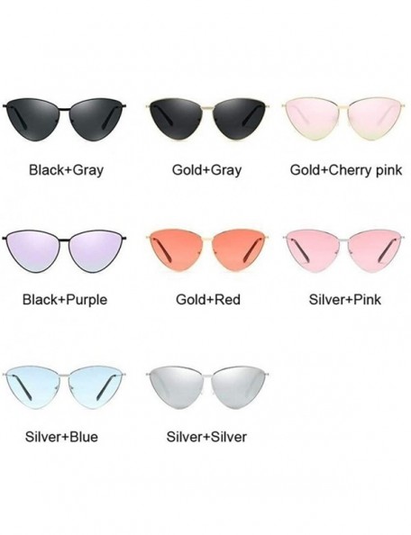 Cat Eye Women Metal Frame Cat Eye Sunglasses UV400 Mirror Sun Glasses Female Vintage Eyewear - Cherry Pink - C0199QCDSU7 $8.35