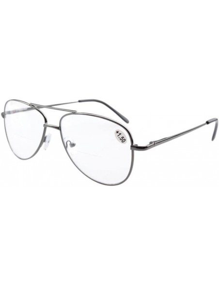 Aviator Spring Hinges Polycarbonate Lens Pilot BiFocal Reading Glasses +1.0 - 1502 Clear Lens - C71212IKG13 $12.82