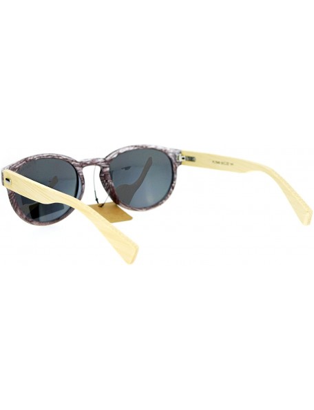 Round Polarized Real Bamboo Sunglasses Designer Fashion Round Keyhole UV 400 - Medium Wood (Black) - CA187525S95 $11.07