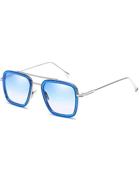 Goggle Vintage Aviator Sunglasses Square Gradient - Blue Lens - CL18UUKE7Q4 $10.83