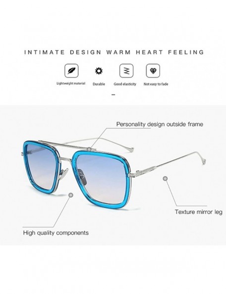 Goggle Vintage Aviator Sunglasses Square Gradient - Blue Lens - CL18UUKE7Q4 $10.83