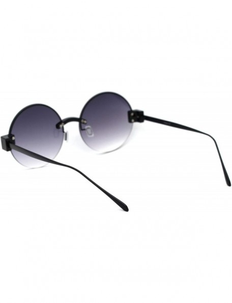 Rimless Womens Retro Exposed Lens Round Circle Lens 80s Sunglasses - All Black Smoke - C118Y3W3XXC $16.47