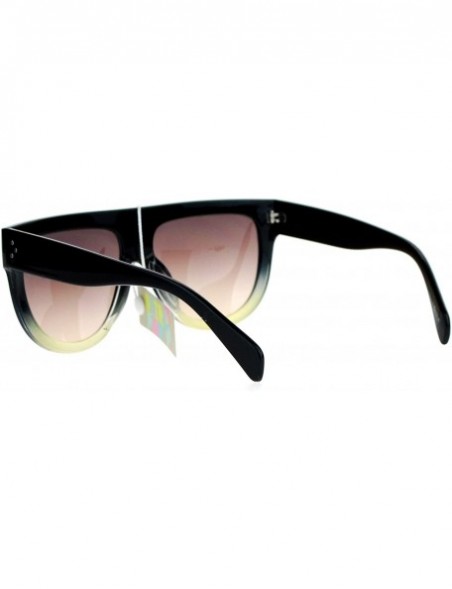 Round Unisex Designer Fashion Sunglasses Flat Top Ombre 2-tone Frame UV400 - Black Beige - C7188I7GYWL $8.96