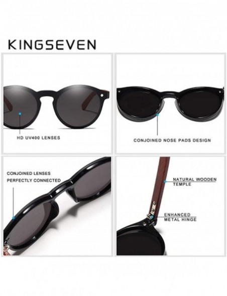 Square Genuine polarized sunglasses handmade round fashion Full Lens UV400 Rosewood - Red - C718ZZLECCK $22.67