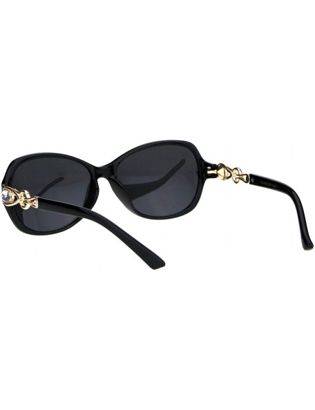 Oval Womens Polarized Lens Sunglasses Oval Frame Rhinestone Design UV 400 - Black (Black) - CD18QTLDWWG $10.56