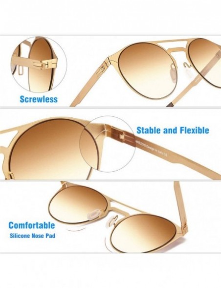 Round Circle Sunglasses Womens Gradient Protection - Gold - CC18SU563ZU $11.82