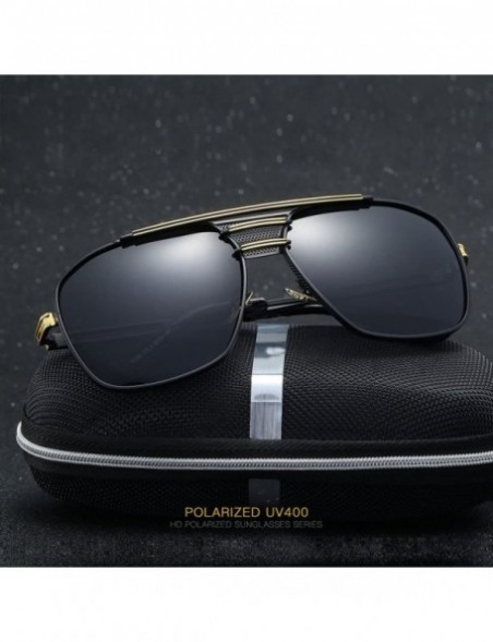 Oversized Retro Oversized Polarized Pilot Sunglasses For Men UV400 Protection Lenses Metal Frame - 1 - C5182K36UQA $16.22