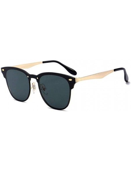 Square Fashion Rivet Sunglasses Women Men Vintage Metal Frame Driving Sun glasses - Gold/Green - CD197XYM04K $14.79