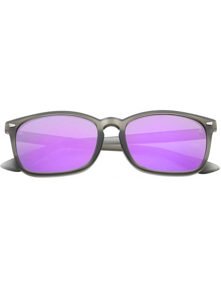 Square Classic Sunglasses for Men Women Trendy Sunglasses Color Mirror Lens Sun glasses - Purple - CO18Z2WGR79 $7.57