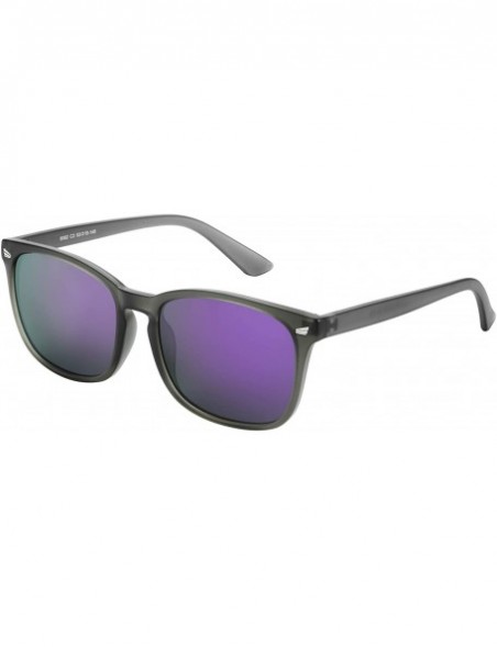 Square Classic Sunglasses for Men Women Trendy Sunglasses Color Mirror Lens Sun glasses - Purple - CO18Z2WGR79 $7.57