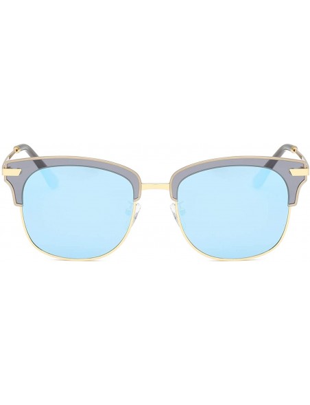 Oversized Semi Rimless Polarized Sunglasses Brand Design 58136C - Magic Blue - CQ18I56UW2A $13.65