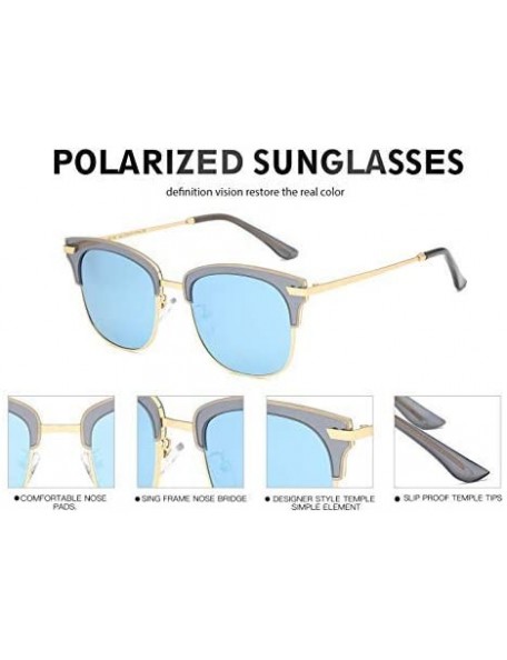 Oversized Semi Rimless Polarized Sunglasses Brand Design 58136C - Magic Blue - CQ18I56UW2A $13.65