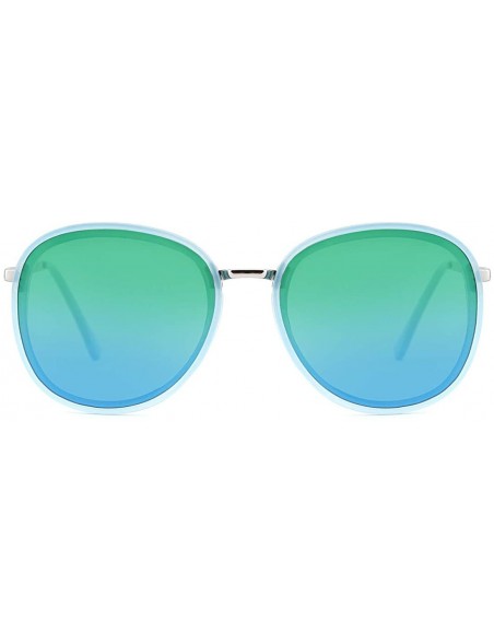 Oversized Fashion Sunglasses for Women Oversized Round Metal Frame UV400 Protection Tinted Lenses - Green - C418ZTSUZCI $15.60