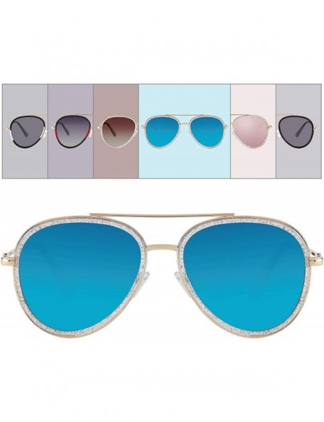 Oversized Double BridgeMetal Aviator Men Women Designer Sunglasses with Pouch - CE18WUCZ59Q $7.93