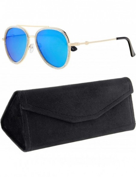 Oversized Double BridgeMetal Aviator Men Women Designer Sunglasses with Pouch - CE18WUCZ59Q $7.93