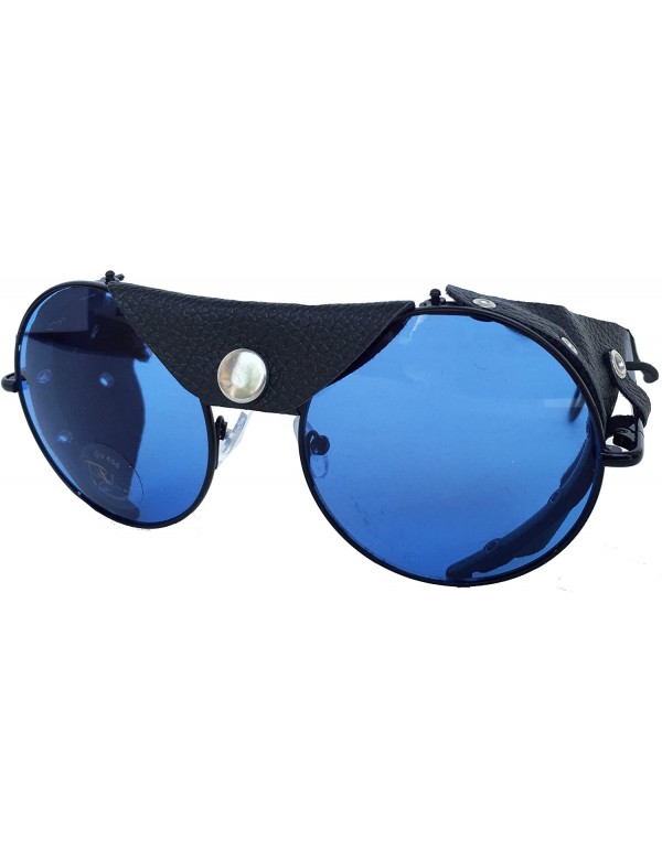 Wrap Round Lens Motorcycle Sunglasses Steampunk Cycling - Black - C811K4DO5S3 $28.77