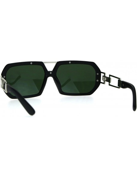 Rectangular Mens Designer Fashion Sunglasses Flat Top Rectangular Stylish Shades UV 400 - Black Silver - CU187RKS3S4 $7.79