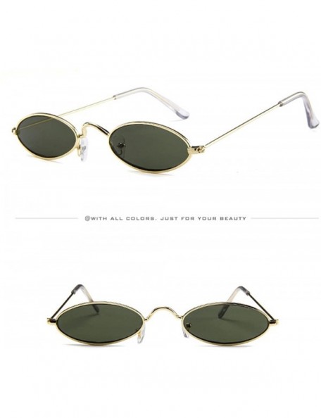 Oval 2018 New Retro Small Oval Sunglasses Mens Womens Metal Frame Shades Eyewear - F - CW18NLI65GL $10.18