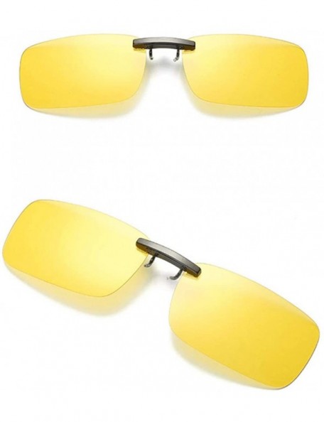 Square Sunglasses Lenses - Polarized Clip-On Flip Up Metal Clip Rimless Sunglasses For Prescription Glasses - Yellow - C718YS...