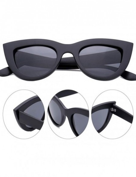 Cat Eye UV Protection Cat Eye Sunglasses-Mirrored Flat Lens Women Fashion Glasses - Black Frame @ Gray Lens - CQ18L24TR9X $10.87