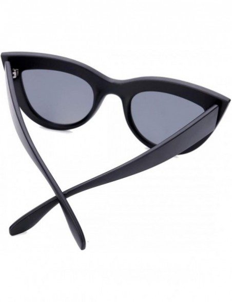 Cat Eye UV Protection Cat Eye Sunglasses-Mirrored Flat Lens Women Fashion Glasses - Black Frame @ Gray Lens - CQ18L24TR9X $10.87