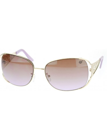 Rectangular Womens Metal Lace Temple Diva Rectangular Diva Fashion Sunglasses - Gold Purple - CH11P94BT6X $10.91