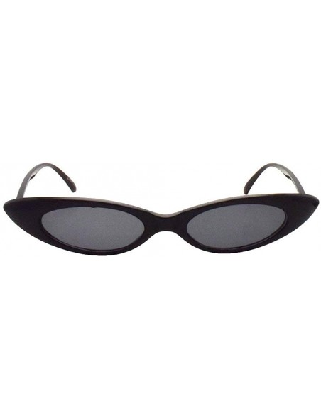 Oval Retrp 90's Trendy Narrow Oval Cat Eye Sunglasses P2463 - Black Smoke - CX18S7UOT0C $11.86