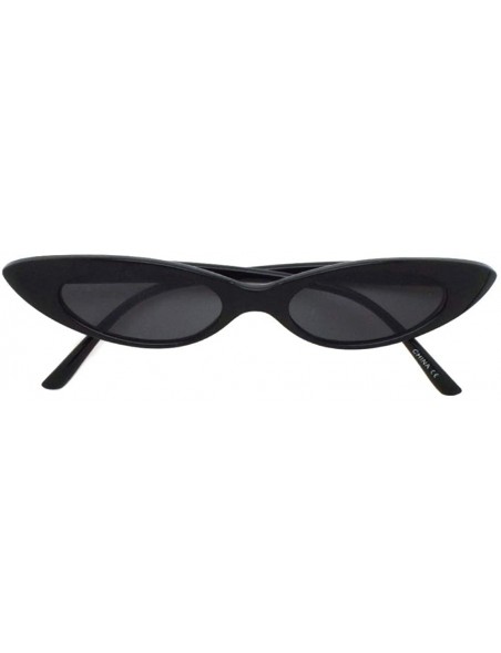 Oval Retrp 90's Trendy Narrow Oval Cat Eye Sunglasses P2463 - Black Smoke - CX18S7UOT0C $11.86