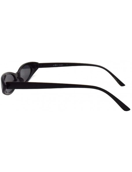 Oval Retrp 90's Trendy Narrow Oval Cat Eye Sunglasses P2463 - Black Smoke - CX18S7UOT0C $11.86