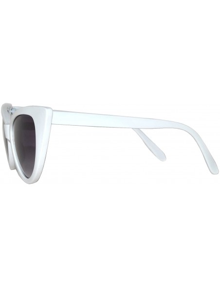 Cat Eye Vintage Cat Eye Sunglasses Smoke Lens White Frame - CM11VK94RND $9.53