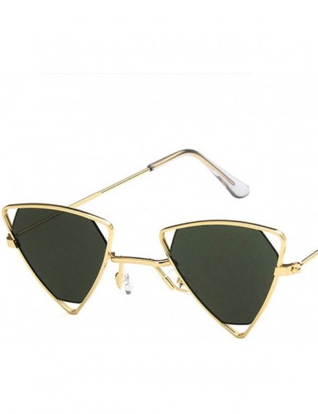 Goggle Retro Classic Trendy Stylish Sunglasses for Men Women - 100% UV Protection - Triangle Designer Style - Gold Green - CL...